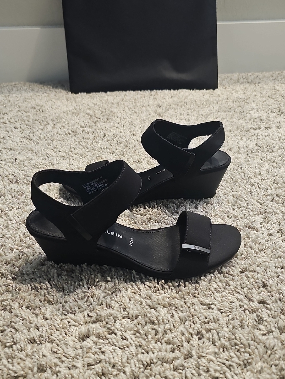 Anne Klein Black Two-Strap Heel Sandals - Picture 7 of 11